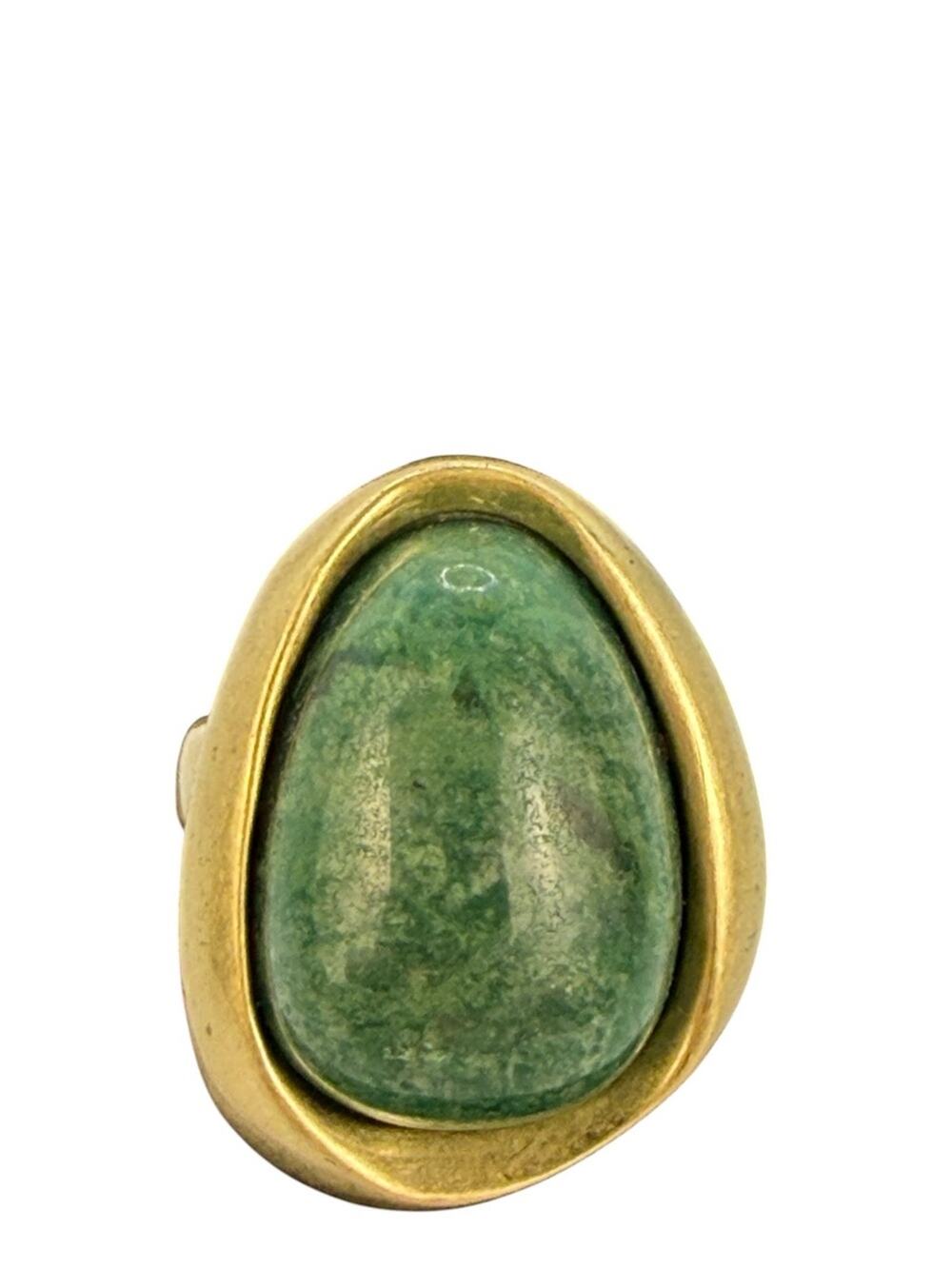 Kenneth Cole Green Stone Teardrop Ring with Gold-Tone Bezel size 8